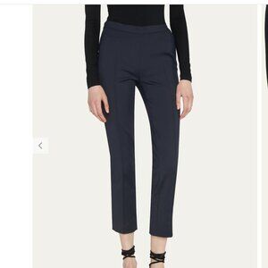 Akris Punto Size 14 Navy Franca Mid-Rise Cropped Pants